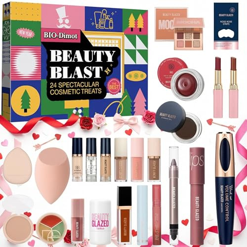 Set de cosméticos para el Día de la Madre, 24 piezas, kit sorpresa para mujeres y niñas, set de regalo de todo en uno, kit de maquillaje básico para principiantes