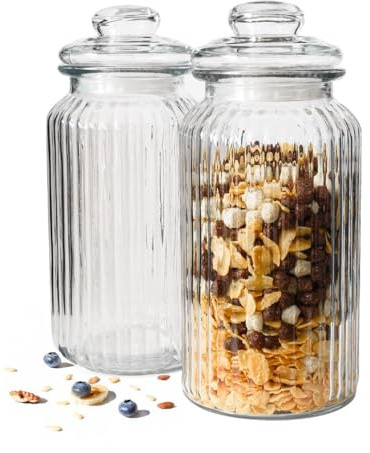 Sendez 2er Set Vorratsglas 1,5 L mit Deckel – Bonbongläser & Aufbewahrungsgläser aus Glas, ideale Vorratsbehälter für Kekse, Süßigkeiten, Nudeln & mehr