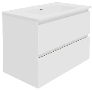 Baikal Mueble de Baño Rubi. 80cm Blanco. Incluye Lavabo. Entrega Montado. Suspendido 2 Cajones con Cierre Amortiguado.