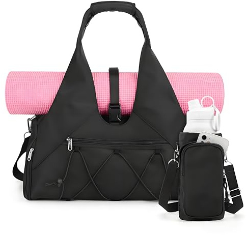 Hoyiyobi Sporttasche für Damen, Sportrucksack mit Schuhfach und Nassfach, Sporttaschen Klassische Tasche Damen, Weekender Reisetasche für Fitness Sport Reise, Schwarz
