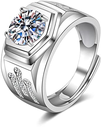 Ayoiow Verlobungsring 585 Weissgold, Siegelring Labordiamant Hochzeitsringe 585 Weißgold, 14K Weißgold Verlobungsring Herren für Sie
