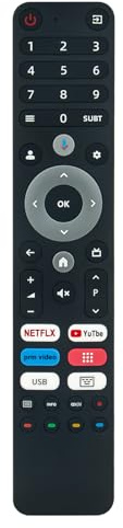 AULCMEET Telecomando vocale sostitutivo Compatibile con PEAQ Ioplee LED TV | PTV-50GU-5024C PTV-55GMU-5024C PTV-65GQU-5124C PTV50GU-5024C PTV55GMU-5024C PTV65GQU-5124C PTV50GU-5024C PTV55GMU-5024C