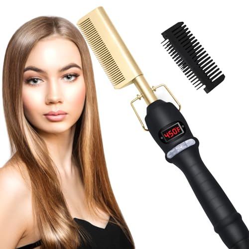 Piastra Elettrica Per Capelli,Strumento Regolabile per Barba,Spazzola Piastra Per Capelli Con Riscaldamento Ceramico | Per Viaggio, Pendolarismo, Scuola, Festa, Donne, Ragazze, Fidanzata e Fidanzato