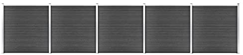 Yisssmeng 872 x 186 cm - Noir - Élément de clôture WPC avec grain de bois et profilé en aluminium - Design moderne - Robuste et durable - Pour jardin, terrasse et balcon - Brise-vue - Clôture de