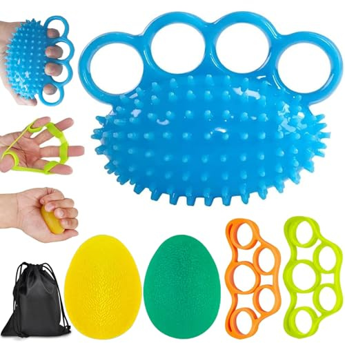 Cerkkapo 5 Stück Fingertrainer Handtrainer Ball,Handtrainer Fingertrainer,Igelball Weich Knetball,Knetball für Hände Therapie,Arthrose Training,Griffstärkung,Lindert Stress,Angstlinderung