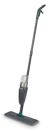 Tower Spray Mop with 4 Washable Microfibre Pads & 500ml Refillable Bottle, Lightweight, Ergonomic, Multi-Surface Cleaning, Anthracite & Teal, T769012TL