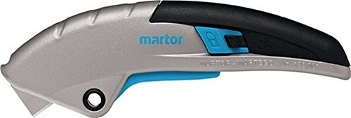 MARTOR Sicherheitsmesser Mit Klingeneinzug, SECUPRO MARTEGO, Profi Cuttermesser, Aluminium, Rechts- & Linkshänder, Logistik, GS Geprüft