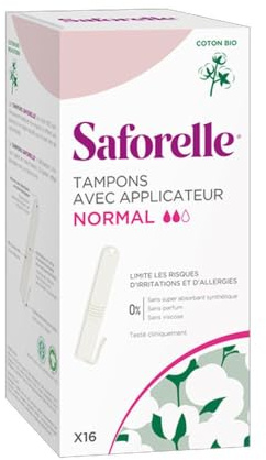 Saforelle 16 tampons Normal avec applicateur coton bio
