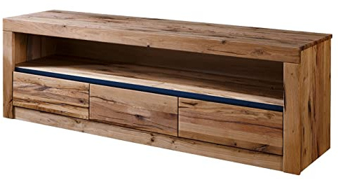 MASSIVMOEBEL24.DE | MONTREUX TV-Board #104 Wild-/Zerreiche, Farbe:Natur geölt, Größe:165x42x55 cm (BxTxH)