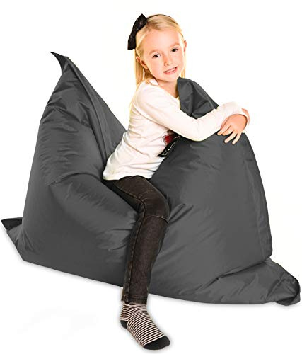 Large Childrens Beanbag - The Cloud Jnr COVER ONLY in Charcoal - XL 120x100cm - Indoor & Outdoor Garden Kids Teen Giant Bean Bag - Waterproof