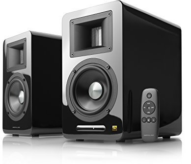 AirPulse A100 Active Bookshelf Bluetooth HiRes Audio Speaker System with Signature Phil Jones Design - Black