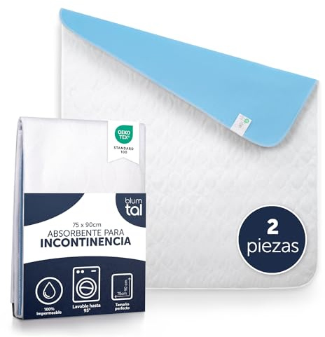Blomtal madrassöverdrag, vattentät och tvättbar – sugkoppar, 75 x 90 cm, inkontinensskydd, 1 st och 2-pack (75 x 90 cm 2, fleece)