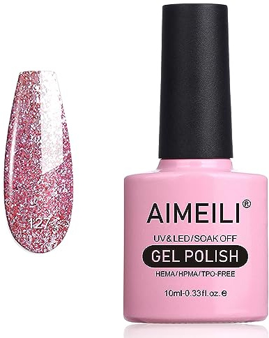 AIMEILI UV LED Gellack ablösbarer Gel Nagellack Glitzer Gel Polish - Rosa Multiflora (127) 10ml