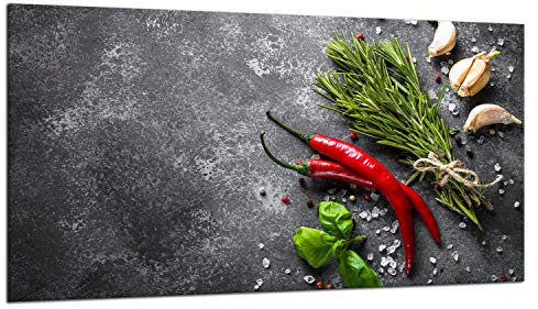 TMK ArtDeko Herdabdeckplatte 1 Teilig 90x52 cm - Spritzschutz Herdabdeckung – Herdschutz aus Sicherheitsglas – Robust, Hygienisch & Rutschfest– Schutz für Induktion, Ceran, Gas & Elektro