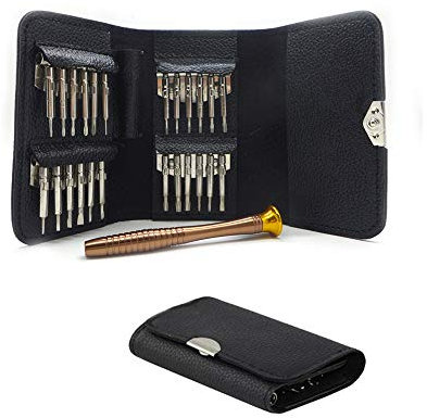 25-in-1 Portable Mini Screwdriver Repair Tool Kit with Leather Case, Pentalobe 0.8 1.2 P5 Torx T5 Screwdrivers for MacBook Pro Computers Tablets PC Laptops Mobile Phone Watches Glasses iPad