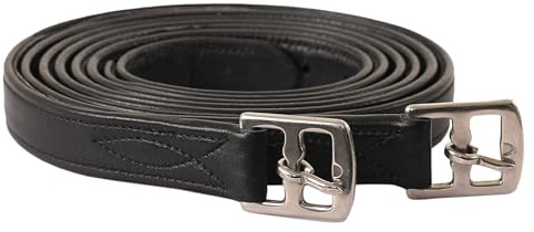 ExionPro Exion FlexiStrong Staffili in Pelle per Sella Inglese – Cuir di Vitello 1 con Anima in Nylon – Fori Numerati, Fibbia Inox – Nero/Marrone – 120 a 155 cm – Equitazione Cavallo