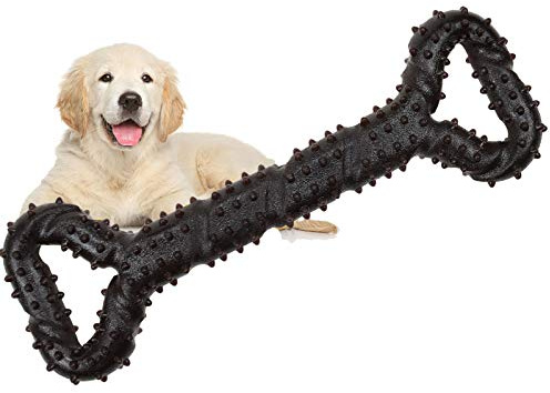 atopo Robustes Hundespielzeug 13 Inch Knochen geformt Kauspielzeug aus Hartgummi mit Konvexes Design stark interaktives Spielzeug für große kleine Hunde, Zähne reinigen und Zahnfleisch massieren