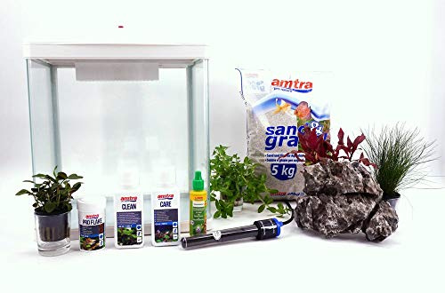 AquaOne HR-300 weiß inklusive Dekoration Nano Aquarium Komplettaquarium Filteranlage Nanoaquarium Set Filter Beleuchtung