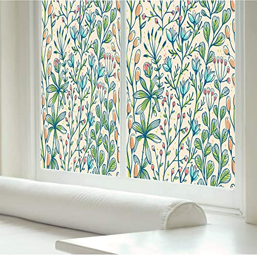 Privacy Window Film Hand Painting Green Plant Window Clings Non Adhesive Glass Windows Door Window Covering Decortive Window Tint for Home (40x70cm)