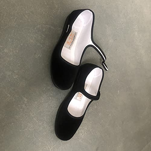 LGYKUMEG Scarpe da Donna Nere, Scarpe da Donna in Velluto, Scarpe Tradizionali Aperte con Tacchi A Strappo, Scarpe Cinesi Ballerine Scarpe Tradizionali,Nero,EU40