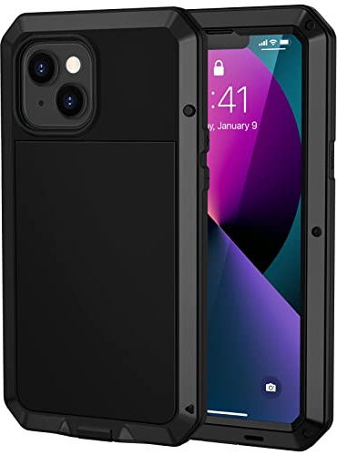 Focusor para Funda iPhone 13 Mini Antigolpes Metálica Militar | 360 Grados Completa, Resistente Irrompible Armor Carcasa, Robusta Blindada Case, con Protector de Incorporado, Negro