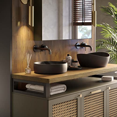 LAMO Manufaktur Waschtisch Konsolentischplatte, Holzplatte Waschtisch Konsolentisch, 100x40 cm (AxB), Rustikal, ohne Montageset, LWPG-01-A-003-AI