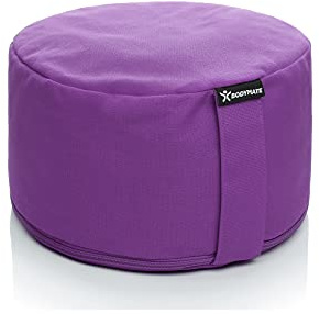 BODYMATE Yogakitt rund 31 cm diameter 16 cm hög med fyllning av bovetespallar – tvättbart överdrag av 100 % extra tjock bomull – meditationskudde – sittdyna