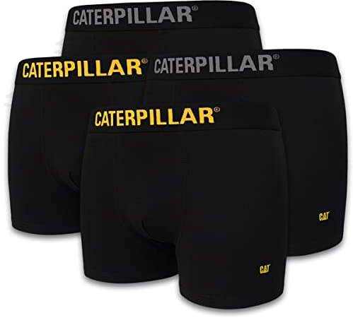 CAT Caterpillar Boxershorts Schwarz | Größen M, L, XL, XXL, XXXL, 2XL, 3XL | Herren Boxer Short Unterhosen | Retro Shorts Etikettenlos | 4er | 8er | 12er Pack