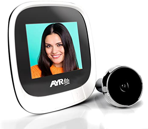 AYR Lite 9001 Mirilla Digital Puerta Batería Recargable Blanco Cromo | Mirilla batería recargable USB 600 mAh, almacena fotos, puertas 35-120 mm, LCD 2.4, ángulo 90°