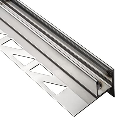 Glashalter- Duschprofil, Keil- Gefälle-Profil begehbare Dusche H19 G13 Rechts 200cm glänzend