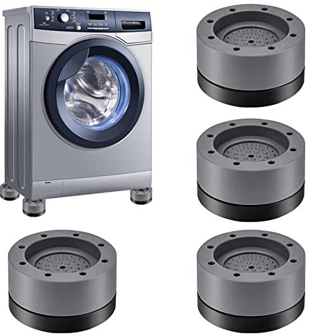 Nutabevr 4 Piezas Almohadillas de Goma para Lavadoras, Universal Patas Antivibracion Lavadora,Soporte Lavadora,Alfombrilla Antideslizante para Lavadora,Secadora y Frigorífico,Silla,Gris 3.7cm