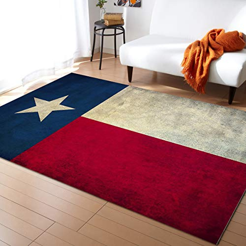 Alfombra De Dormitorio Bandera De Estrellas Retro del Día De La Independencia Bloque De Color Azul Rojo Blanco Antibacterianas Alfombra Atrapar Suciedad,Duradero Alfombra De Piso para 120X160Cm