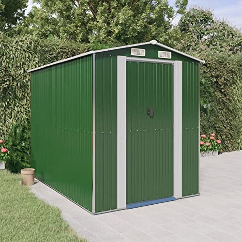 GuyAna Geräteschuppen Grün 192x274x223 cm Verzinkter Stahl GartengeräTehaus Metall Kleines Gartenhaus GartenhüTte GeräTeschuppen Lagerzelt