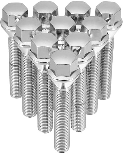 QUARKZMAN 10 Stück Radbolzen Radschrauben M12 x 1,5 Chrom Radbolzen Radmuttern Satz 60mm