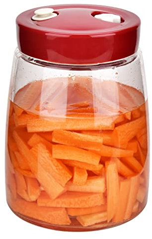 Abaobao Glass Jars with lids 1.4L Wide Mouth Mason Jar Glass Fermentation Jar with Manual Automatic Air Release Valve for Making Kimchi Pickles, Sauerkraut Yogurt Preservation