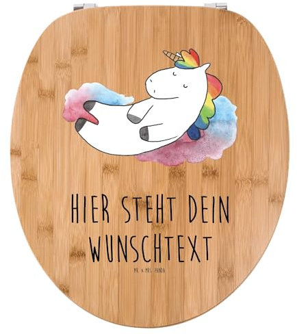 Mr. & Mrs. Panda Personalisierter WC Sitz Motiv Einhorn Wolke 7 - Personalisierte Geschenke, Unicorn, Geschenk, Realität, WC-Deckel, Lustig, Toilettendeckel, Klodeckel, Einhörner, Klobrille, mit Namen