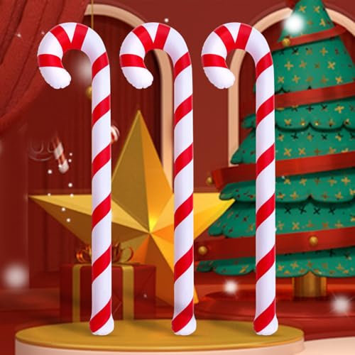 3 Stück Aufblasbare Zuckerstangen Weihnachtsdeko Aufblasbare Weihnachtsdeko Zuckerstangenstäbe Weihnachtsschmuck für Drinnen Draußen Party Weihnachtsfeier Deko