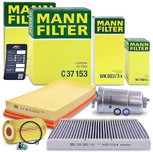 MANN-FILTER Inspektionspaket Filterset 1x Ölfilter, 1x Kraftstofffilter, 1x Luftfilter, 1x Innenraumfilter, Kompatibel mit AUDI A3, SKODA OCTAVIA 1, VW BORA, GOLF 4, NEW BEETLE