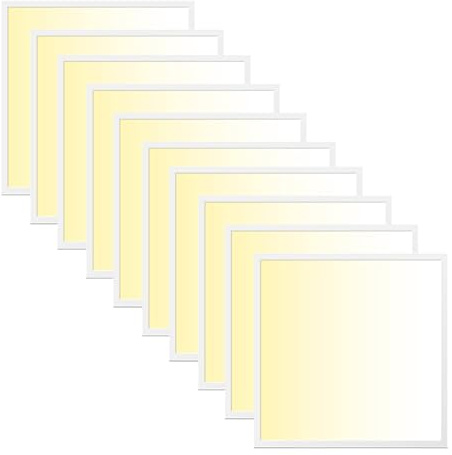 WSU Lights 10x LED Panel, Deckenleuchte, 62x62cm, 4400lm, 3000K, 40W, inkl. Trafo, Rasterleuchten, Einlegeleuchte, Büroleuchten (3000K, 10 Stück)