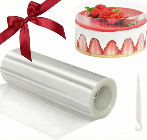 Tortenrandfolie 20cm,Acetat Foile 20cm,Tortenrandfolie Wiederverwendbar,Tortenfolie Transparent,Azetatfolie Torte,Transparent Tortenfolie Rolle,Torten Folie,Acetat Folie Kuchen,Torten Folienrand