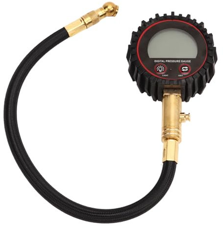 Digitales Reifendruckmessgerät, 0-200 PSI Hochleistungs Reifenfüller Luftwerkzeug mit Flexiblem Schlauch und Hintergrundbeleuchtetem LCD Display für Auto, LKW, SUV, Motorrad