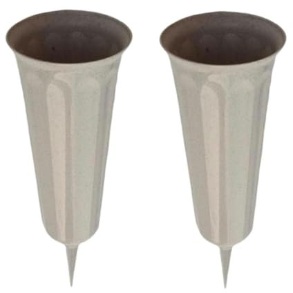 Dekoratives 2er-Set Grabvase, Blumenvasen – elegante Stand- und Einbauvasen für Grabsttten – zur Gedenkdekoration