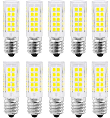 E14 LED Birne 5W Kaltweiß 6000K LED Lampe, Kühlschranklampe, Ersatz für 50W Glühlampe, 550LM, E14 Glühbirne für Dunstabzugshaube, Nähmaschine, Salzlampe, AC 220-240V, Nicht Dimmbar, 10er Pack