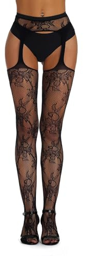 ohyeah Suspender Pantyhose for Women Plus Size Fishnet Stockings Tights