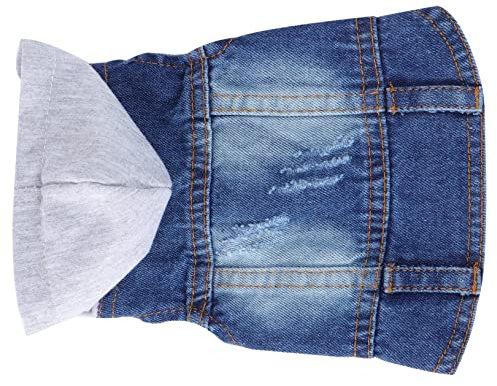 Supvox Jeansjacke Haustierweste Für Hunde Kleidung Haustierweste Mit Weißer Strickmütze Größe S Frühling/Herbst Hundebekleidung