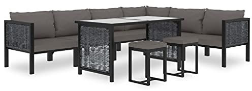 DYRJDJWIDHW Outdoor Kissen,gartenliege wetterfest,paletten,9-TLG. Garten-Lounge-Set mit Auflagen Poly Rattan AnthrazitGeeignet für Garten, Swimmingpool, Wohnzimmer, Terrasse