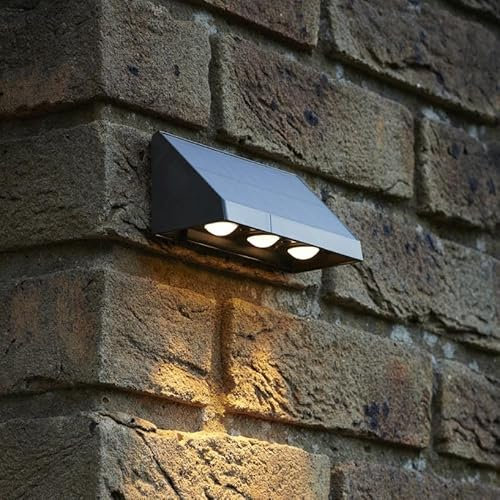 Auraglow Solar Wall & Fence Downlights with Triple LED, IP54 Waterproof Outdoor Garden Lights - Pack of 2 (2 Pack)
