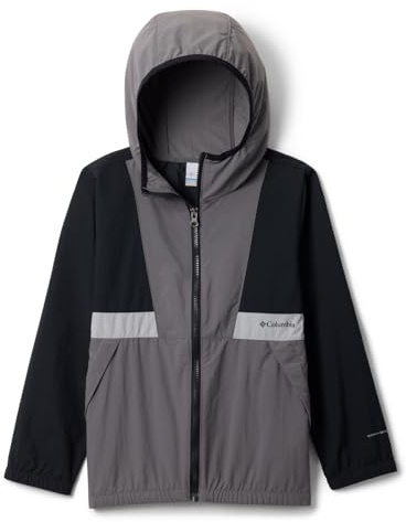 Columbia Youth Boys Spire Valley Windbreaker, Black/City Grey/Columbia Grey, Large