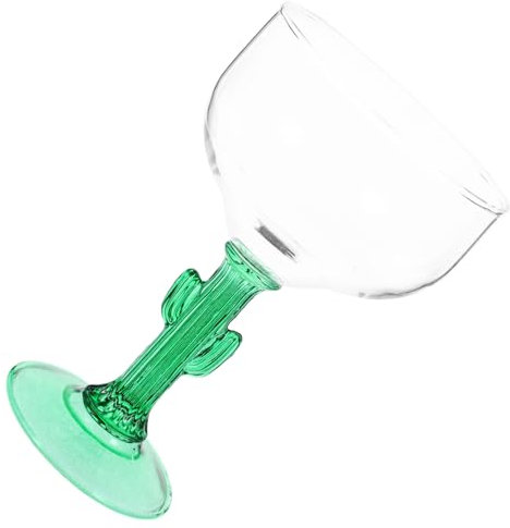 VINTORKY Cactus-Shaped Margarita Glasses 400ml Creative Drinking Cup High Foot Green Glass Drinkware for Cocktails and Parties
