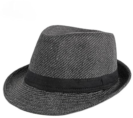 FULUJIDI Fedora Trilby Filzhut Hut Hut Freizeit Jazz Hut Männer Schwarz-Grau